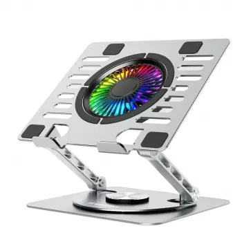 Wozinsky WDCX-X16-AS CoolBase RGB laptop- & surfplatteställ med 360° rotation – silver