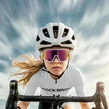 ROCKBROS SP383 Shining Warrior cykelglasögon – mattvit ram, polariserade röda glas