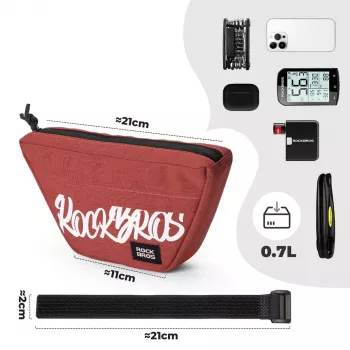 Rockbros G011 Flash Journey styrväska – trapetsformad, röd