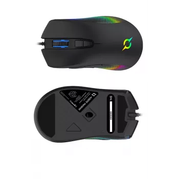AQIRYS Phoenix trådbunden RGB-gamingmus, 12000 DPI, svart