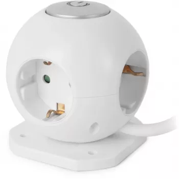 ENTAC grenuttag Globe 3-vägs med USB-brytare vit