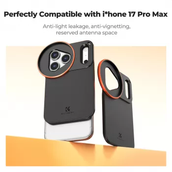 KF Protective Photography Case med 58 mm objektivhållare för Apple iPhone 17 Pro Max – svart