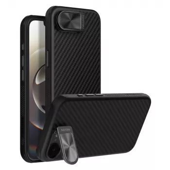 Nillkin CarboProp Magnetic Case med kameraskydd och stöd för iPhone 16e / 17e - svart