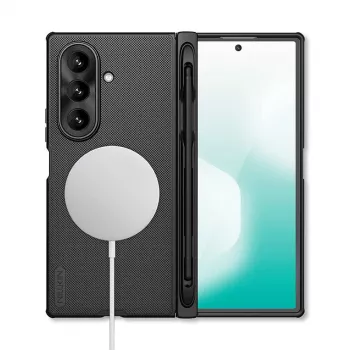 Nillkin Super Frosted Shield Fold Magnetic Case för Samsung Galaxy Z Fold 7, MagSafe-kompatibelt, med S Pen-hållare, svart