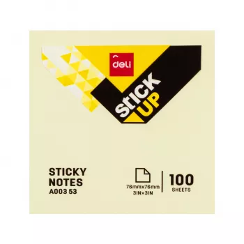 Deli Stick Up självhäftande lappar 100 blad gul 76x76 mm