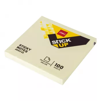 Deli Stick Up självhäftande lappar 100 blad gul 76x76 mm