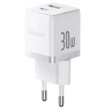Baseus Palm 30W USB-C USB-A väggladdare vit EU-kontakt