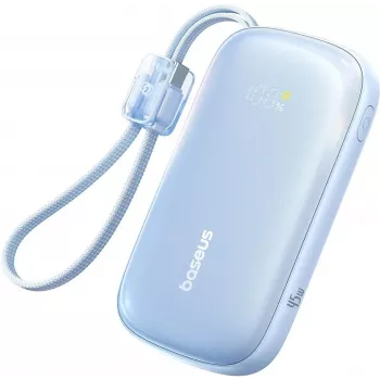 Baseus EnerFill FC21 Qpow 3 Ultra 10000mAh 45W powerbank med avtagbar USB-C/Lightning-kabel – blå