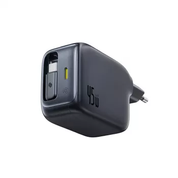 Baseus EnerCore CJ11 45W billaddare med USB-C-port och utdragbar USB-C-kabel – svart