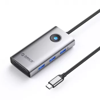 ORICO PW11 USB-C dockningsstation 6-i-1, 3x USB-A 3.0, 1x USB-C PD 100W, 1x HDMI 4K 30Hz, 1x RJ45 2.5G Ethernet, grå