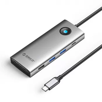 ORICO PW11 USB-C 8-i-1 dockningsstation, 2x USB-A 3.0, 1x USB-A 2.0, 1x USB-C 3.0, 1x USB-C PD 100W, 1x HDMI 4K 60Hz, 1x VGA 1080P 60Hz, 1x RJ45 Gigabit Ethernet, grå