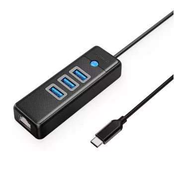 ORICO PW3UR25-C3 4-portars USB-hubb med 2.5G Ethernet-adapter – svart
