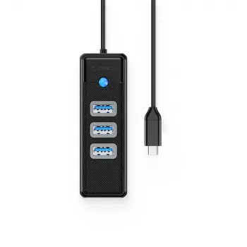 ORICO PW3UR25-C3 4-portars USB-hubb med 2.5G Ethernet-adapter – svart