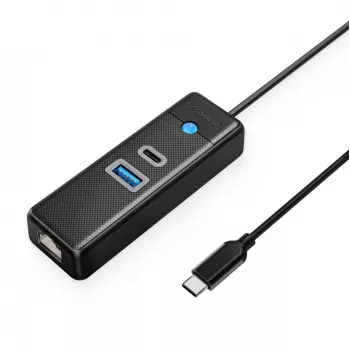 ORICO PW3UR25-C3 USB-C-hubb 3 portar USB-A 3.0 USB-C 3.0 2,5G Ethernet 0,15 m svart