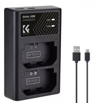 K&F Concept Dual USB-laddare för Sony NP-FZ100-batteri – KF28.0010