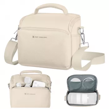 K&F Concept KF13.179V3 slingväska för DSLR, spegellösa kameror, drönare, gimbal – beige