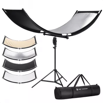 K&F Concept U-formad 4-i-1 böjd reflektor 180x60 cm med ljusstativ och bärväska