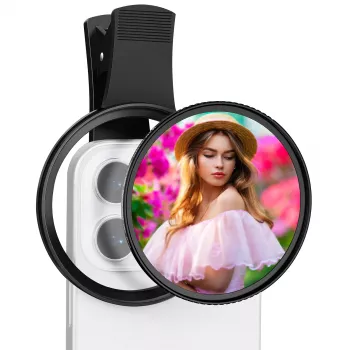 KF Black Diffusion 1/4-filter 67 mm med clip-on-adapter för smartphone