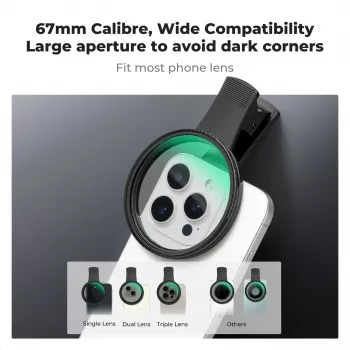 KF 2-i-1 Black Diffusion 1/4 + CPL-telefonfilterkit 67 mm clip-on