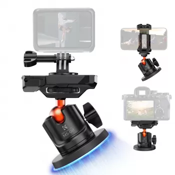 KF 3D-kulhuvud magnetiskt stativfäste för GoPro smartphone kamera med 1/4 inch gänga KF31.156 svart