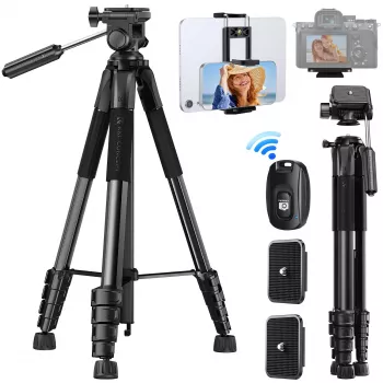 K&F Concept kompakt kamerastativ för DSLR och smartphone svart