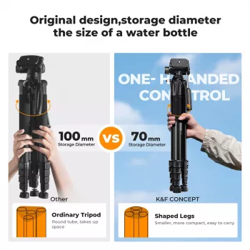 K&F Concept kompakt kamerastativ för DSLR och smartphone svart