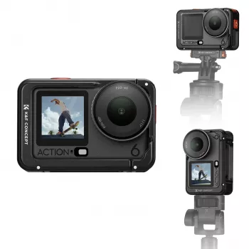 KF ramhållare kamera-cage för DJI Osmo Action 6, metall, svart, KF12.0026