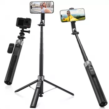 K&F Concept X97-C selfie stick stativ 180 cm med MagSafe magnetfäste och Bluetooth-fjärrutlösare (svart)