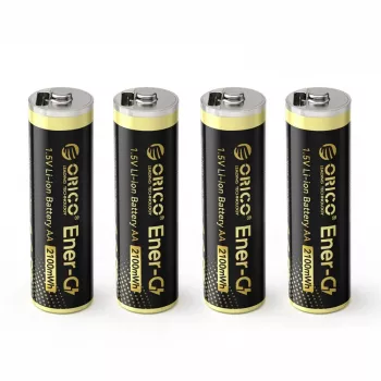 ORICO Ener-G EG5C 1,5 V 2100 mWh laddningsbart AA LiPo-batteri med USB-C-laddkabel, 4-pack
