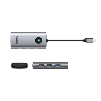 ORICO PW11-5P USB-C-hubb dockningsstation 1x USB-A 3.0 + 2x USB-A 2.0 + 1x USB-C PD + 1x HDMI – grå
