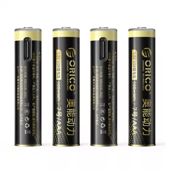 ORICO Ener-G EG7C 1,5V 500mWh laddningsbart AAA-litiumbatteri med USB-C-laddkabel, 4-pack