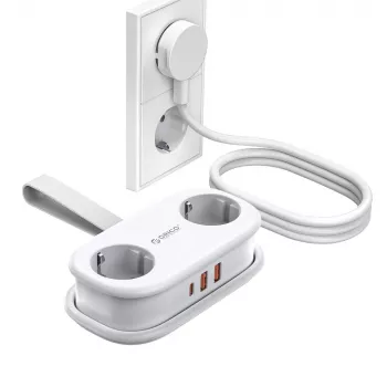 ORICO AP3 20W GaN-grenuttag 5-i-1 2x AC + 2x USB-A + 1x USB-C – vit