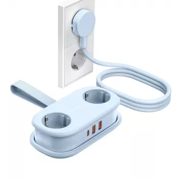 ORICO AP3 20W GaN-grenuttag 5-i-1, 2x AC + 2x USB-A + 1x USB-C, blå