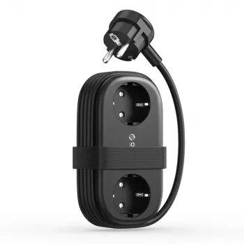 ORICO AP3 65W GaN 6-i-1 förgreningsdosa med 2 AC-uttag, 2 USB-A- och 2 USB-C-portar, 1,5 m kabel, svart