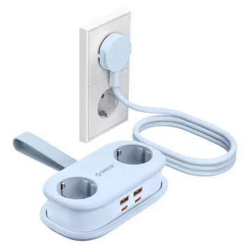 ORICO AP3 65W GaN-grenuttag 6-i-1, 2x AC + 2x USB-A + 2x USB-C, blå