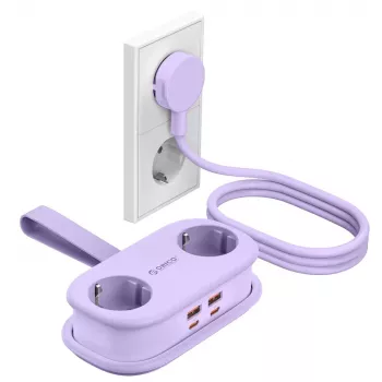 ORICO AP3 65W GaN 6-i-1 grenuttag med 2 AC-uttag, 2 USB-A- och 2 USB-C-portar – lila
