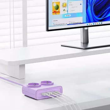 ORICO PDC25 25W 6-i-1 förgreningsdosa med 2 AC-uttag, 2 USB-A- och 2 USB-C-portar – lila
