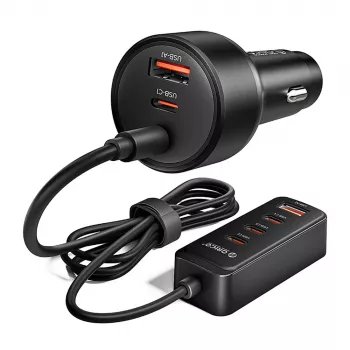 ORICO ChargeClip 108W biladdare med klämma, 2x USB-A + 4x USB-C, svart