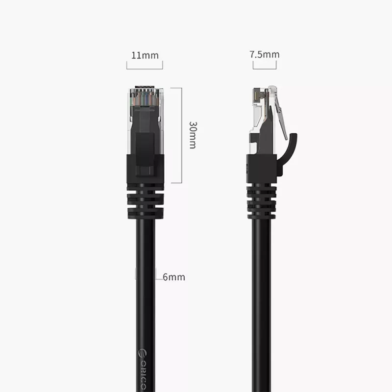 ORICO PUG-C6 CAT6 Ethernet-patchkabel 30 m – svart