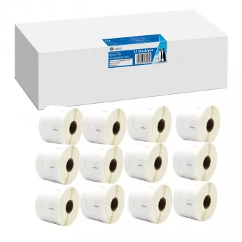 12x G&G etiketter 32 mm x 57 mm svart på vitt kompatibel med Dymo 11354 / S0722540
