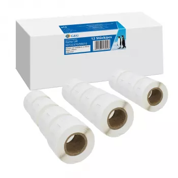 G&G etiketter 12 x 130 st för DYMO 99010 / S0722370 – 28 mm x 89 mm vita direkttermoetiketter
