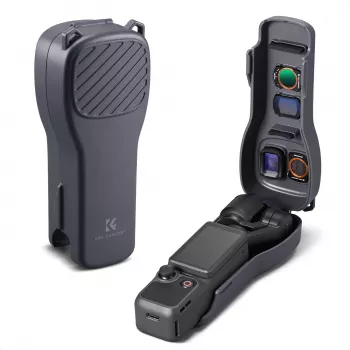 KF hårt PC-skyddsfodral för DJI Osmo Pocket 3/4 med bärrem – svart
