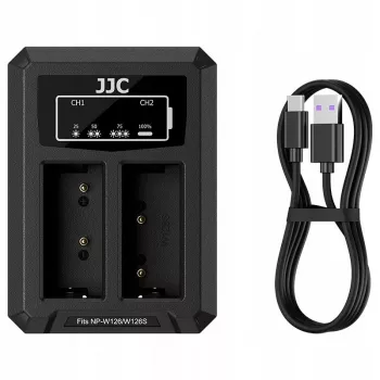 JJC Dual USB-C laddare för 2x Fujifilm NP-W126 / NP-W126S batteri DCH-W126TC