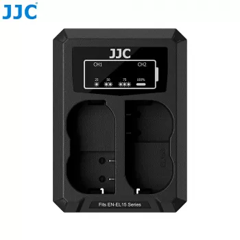 JJC Dual USB-laddare för 2x Nikon EN-EL15 EN-EL15a EN-EL15b EN-EL15c batterier