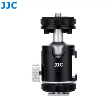 JJC BH-SM1 3D minikulhuvud i aluminiumlegering med 3 kalla skor, 1/4 inch-skruv, svart