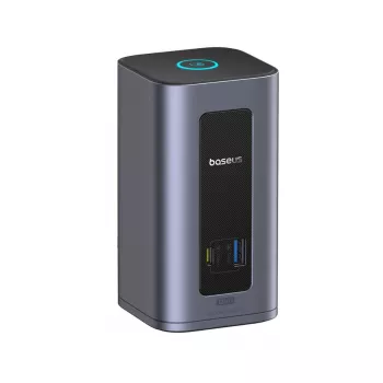 Baseus Nomos NU1 Air Spacemate 12-i-1 USB-C-dockningsstation, 2x HDMI 4K@60Hz, 2x DP 4K@60Hz, 2x USB-C, 2x USB-A 5Gbps, 2x USB-A 2.0, RJ45 Gigabit Ethernet, grå