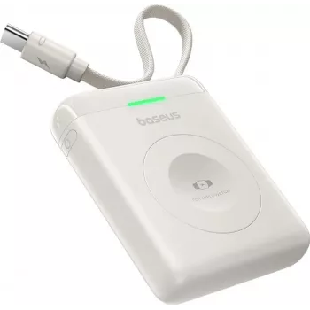 Baseus EnerFill FW11 5W powerbank för Apple Watch med inbyggd kabel - vit