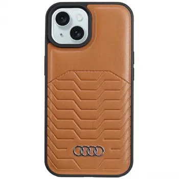 Audi konstläder MagSafe hårt skal för Apple iPhone 15 Plus / 14 Plus 6,7 inch brun