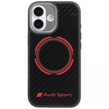 Audi RSQ Carbon Fiber Sport Red Circle MagSafe-skal för iPhone 17 svart