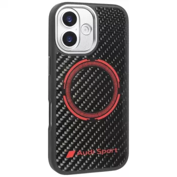 Audi RSQ Carbon Fiber Sport Red Circle MagSafe-skal för iPhone 17 svart